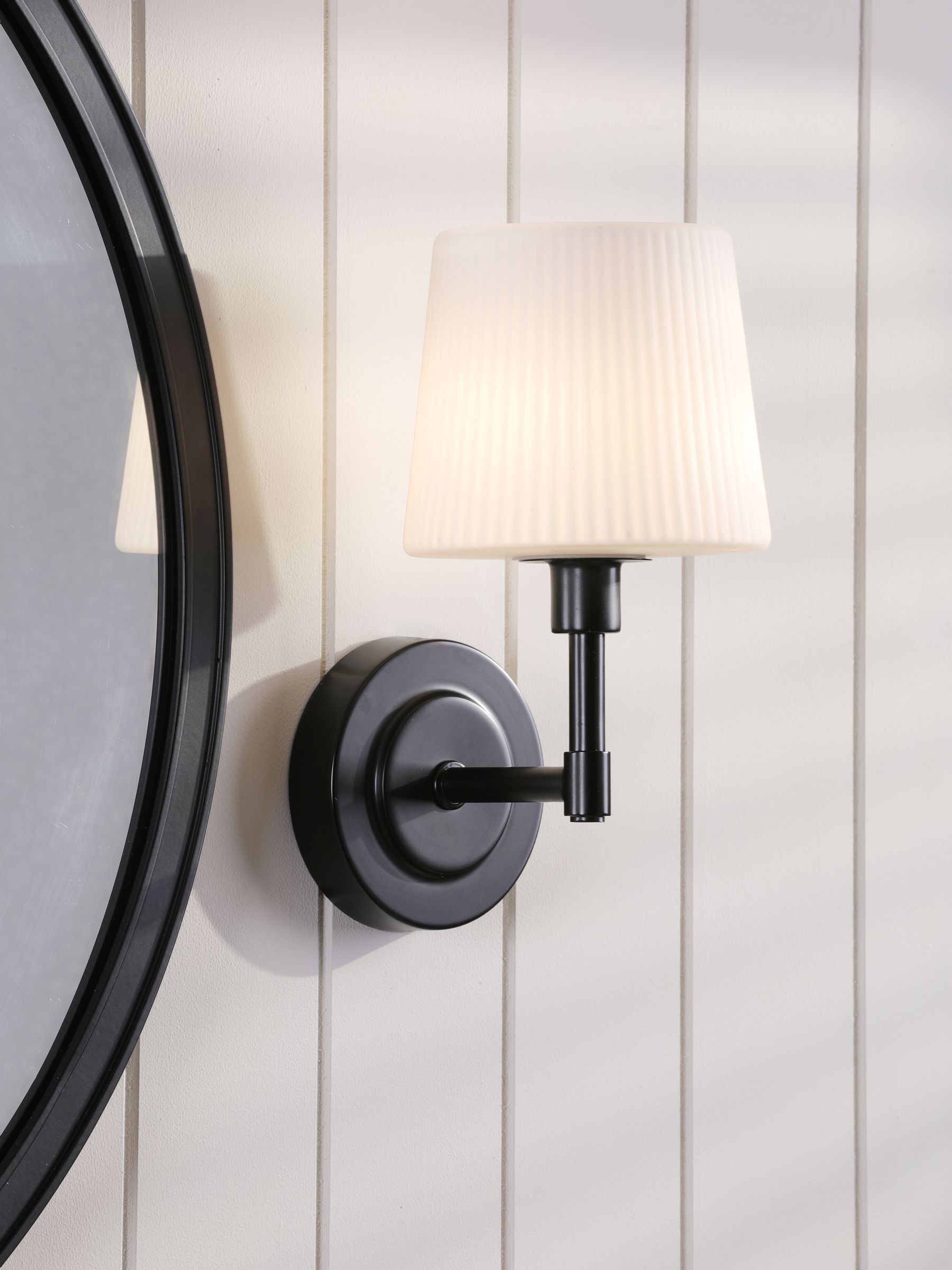Laura Ashley Bayfield wall light matt black opal glass - British product