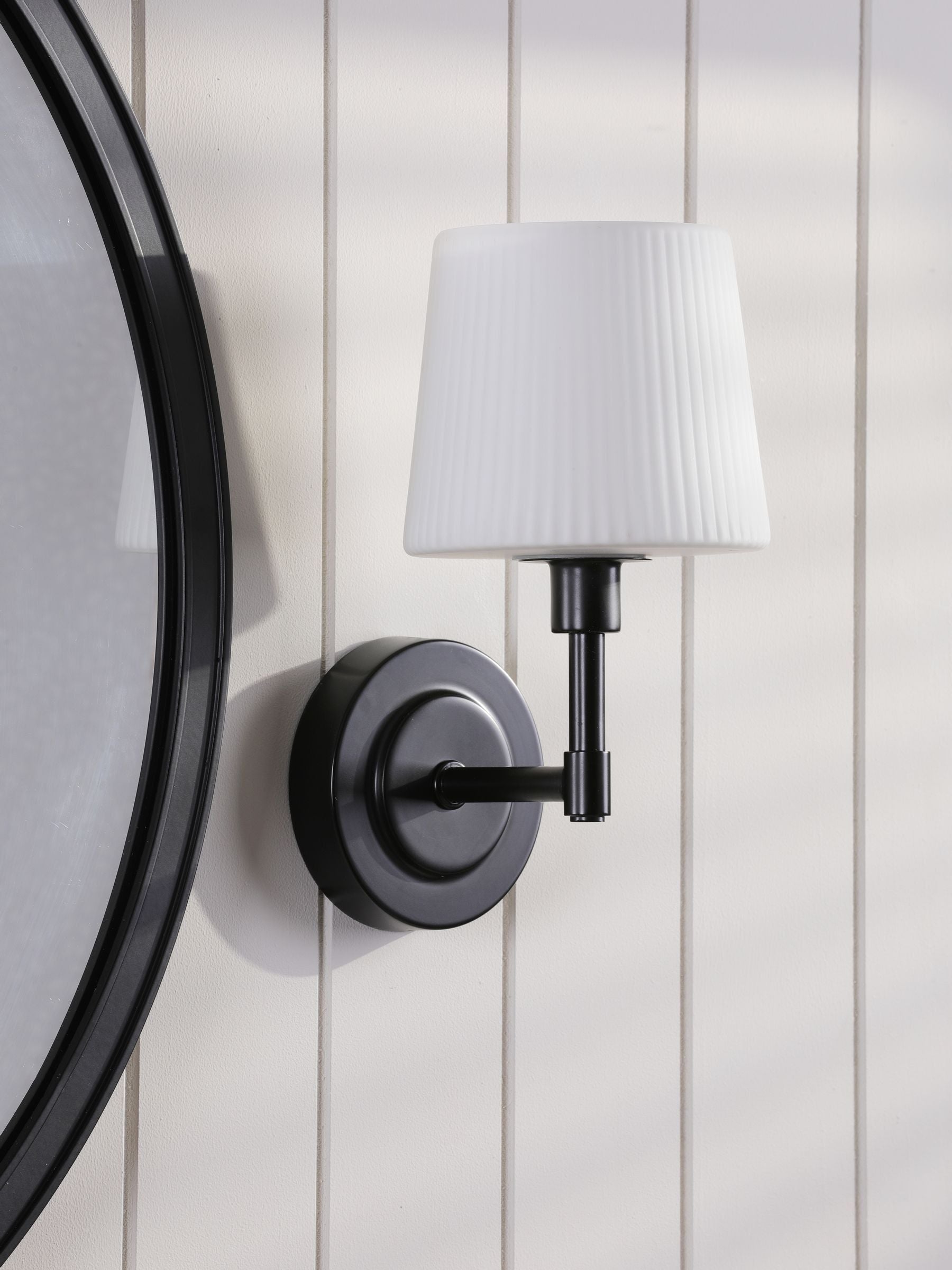 Laura Ashley Bayfield wall light matt black opal glass - British product