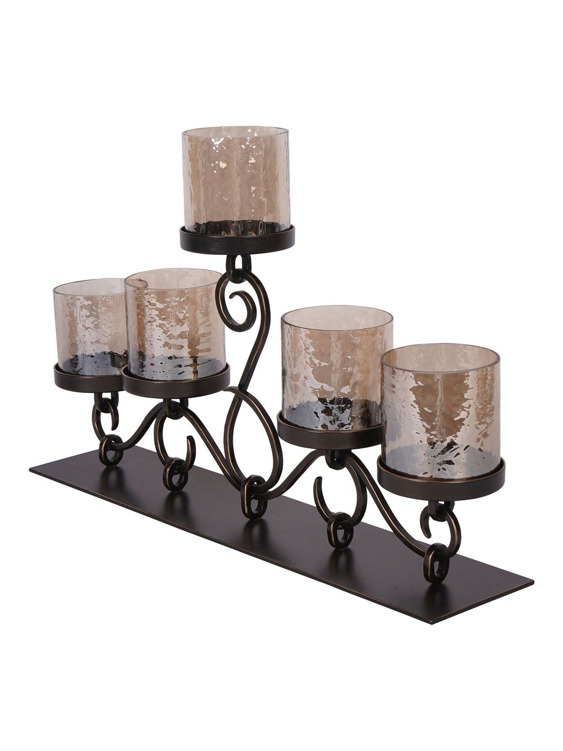 Laura Ashley antique gold Esther 5-hurricane candle holder set, UK version