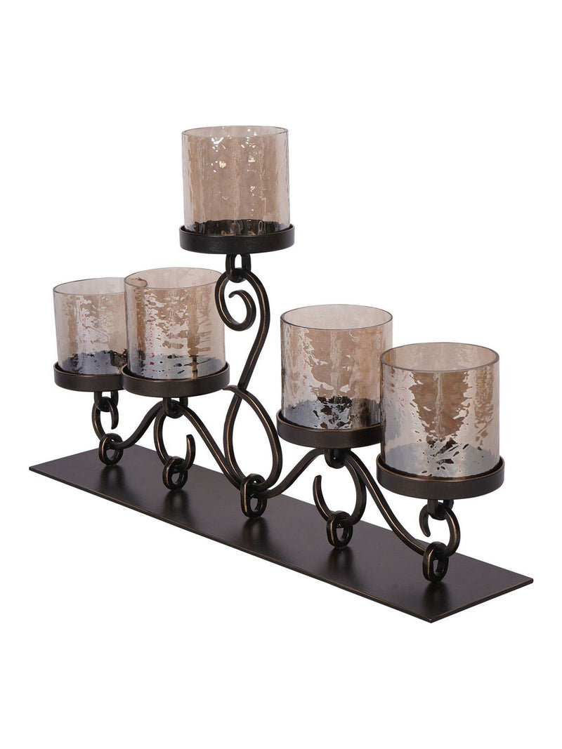 Laura Ashley antique gold Esther 5-hurricane candle holder set, UK version