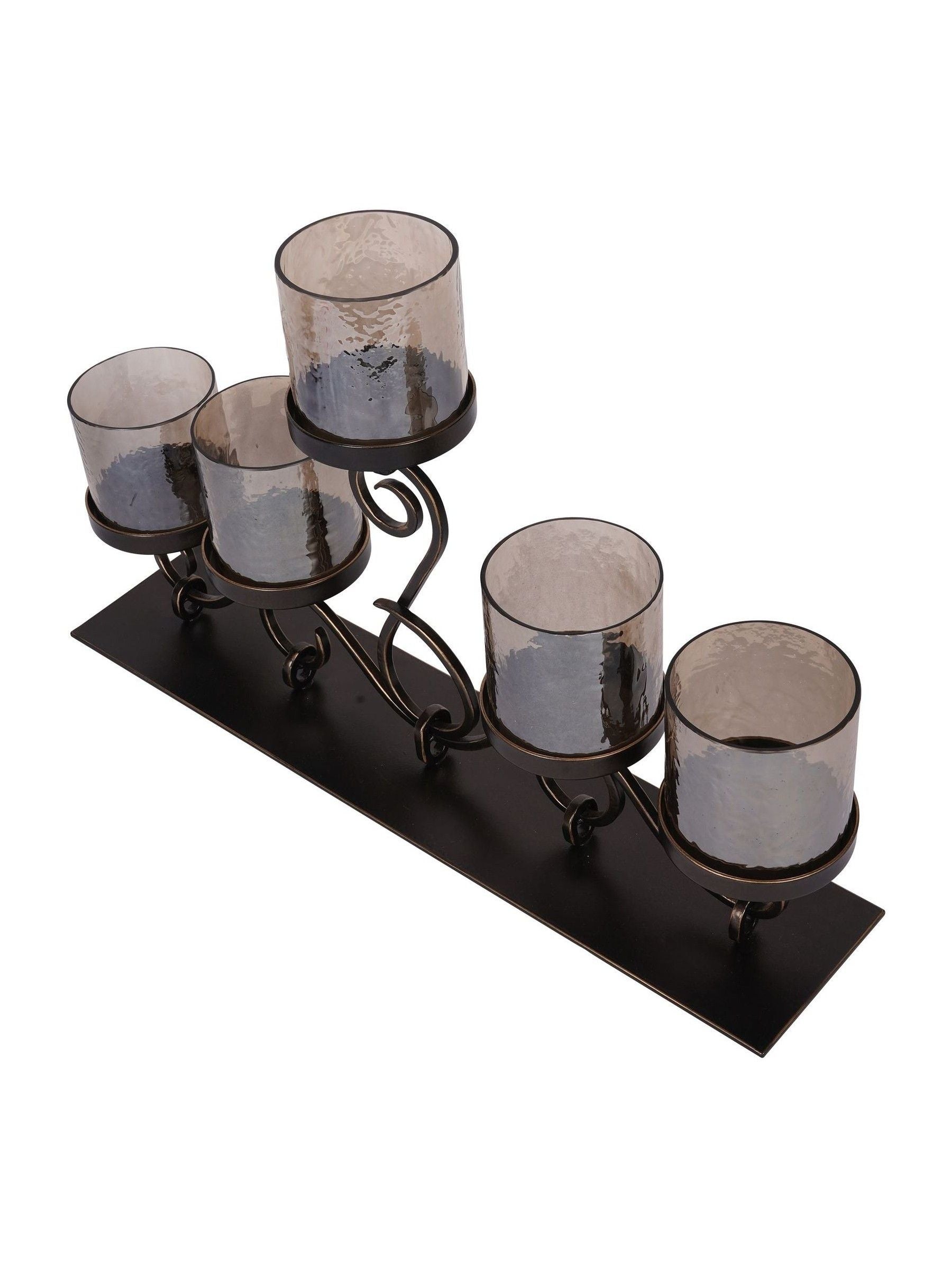 Laura Ashley antique gold Esther 5-hurricane candle holder set, UK version