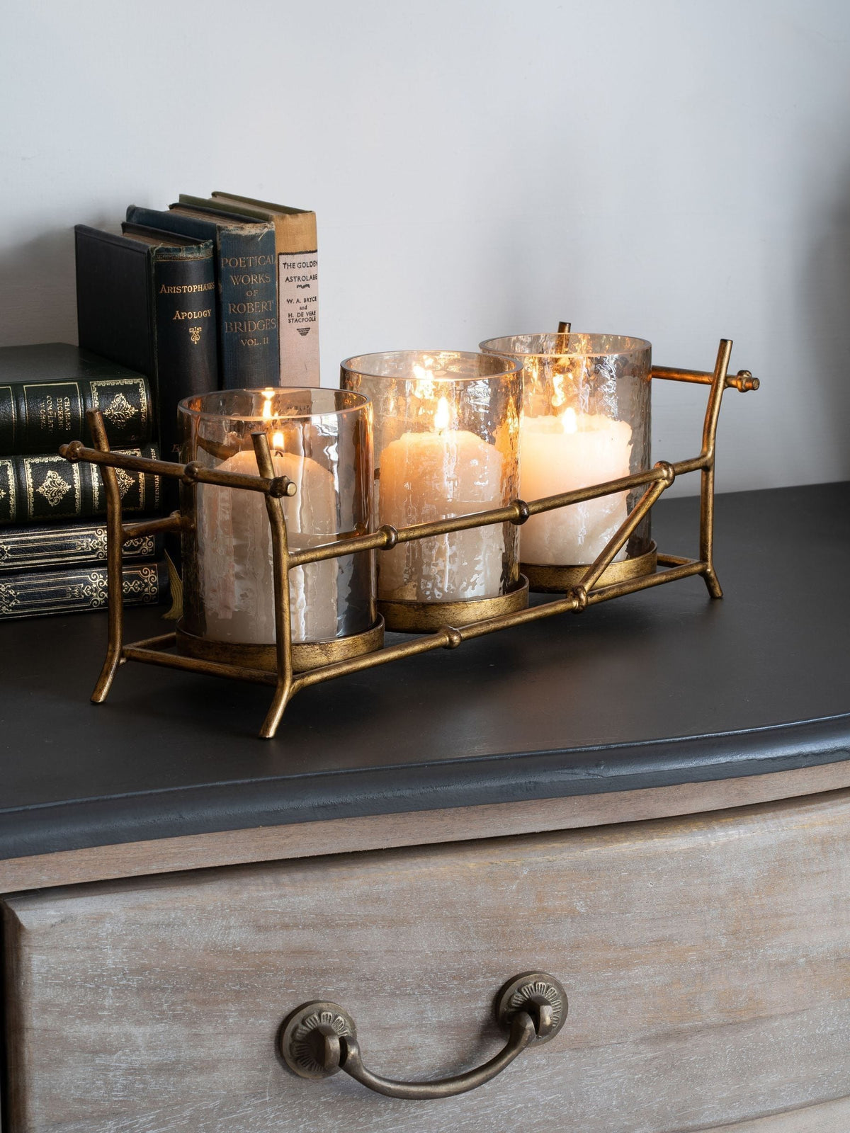 Laura Ashley Bronze Astaire 3 hurricane tea light holder, UK version