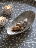 Laura Ashley Silver Albury Leaf Oval Bowl Large, UK version