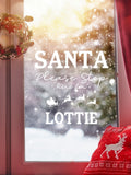 Personalised Christmas Santa Stop Here Vinyl Window Sticker by Loveabode
