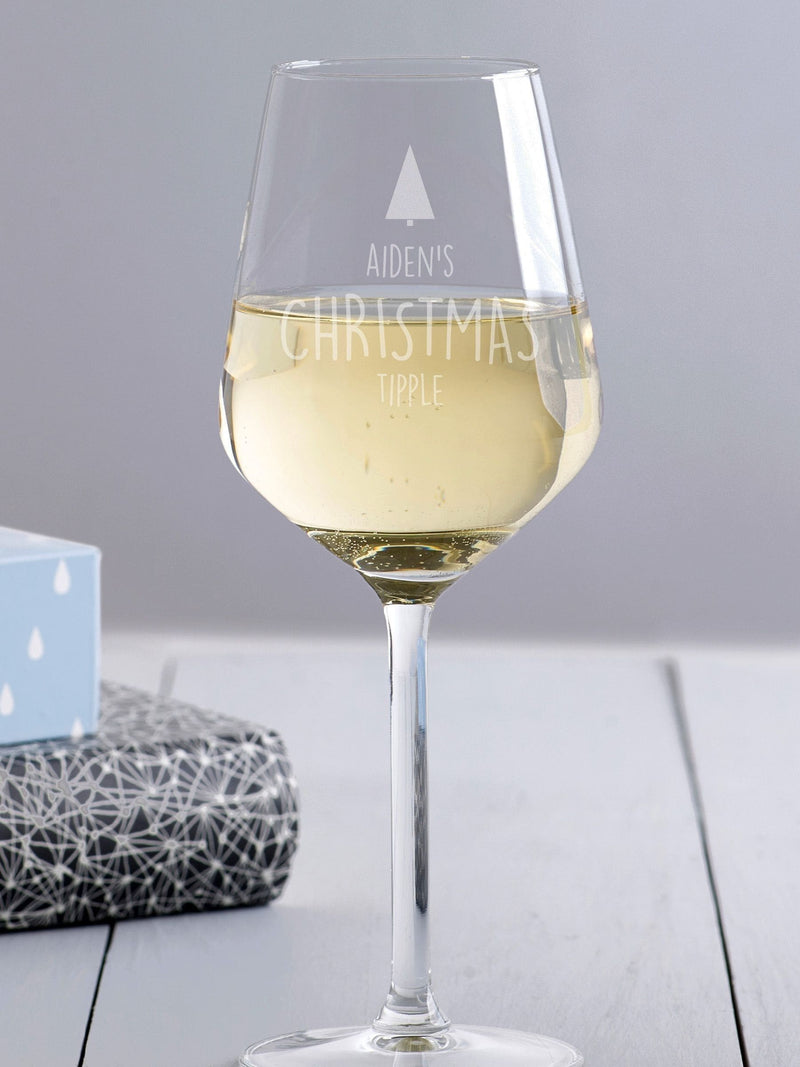Christmas Tipple Tree Theme Personalised Large Wine Glass by Loveabode