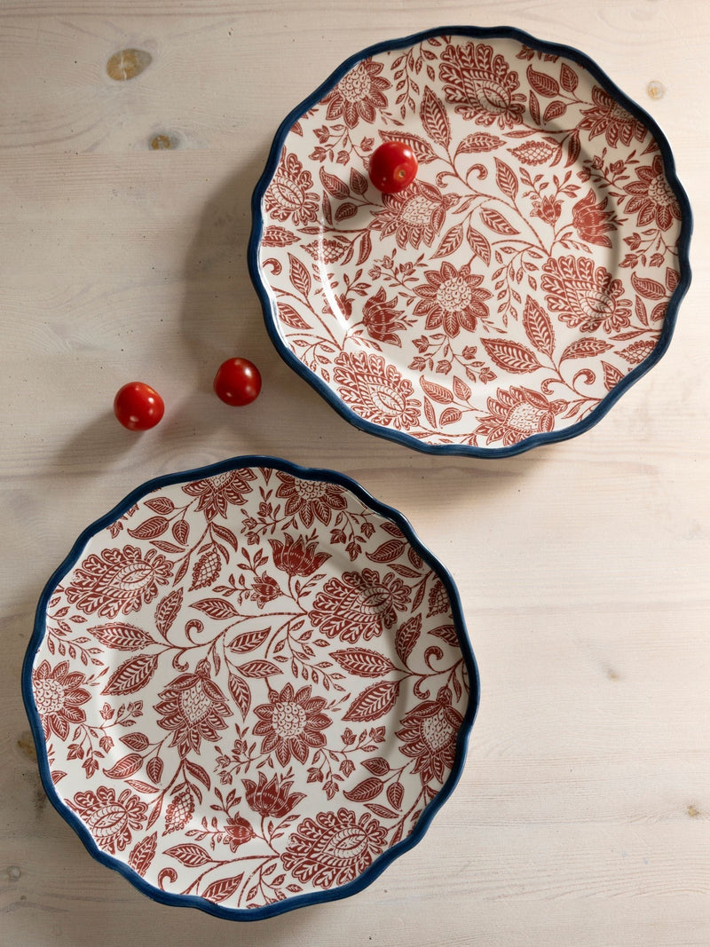 Laura Ashley Hedingham terracotta scalloped dinner plates set of 2 27cm, UK version