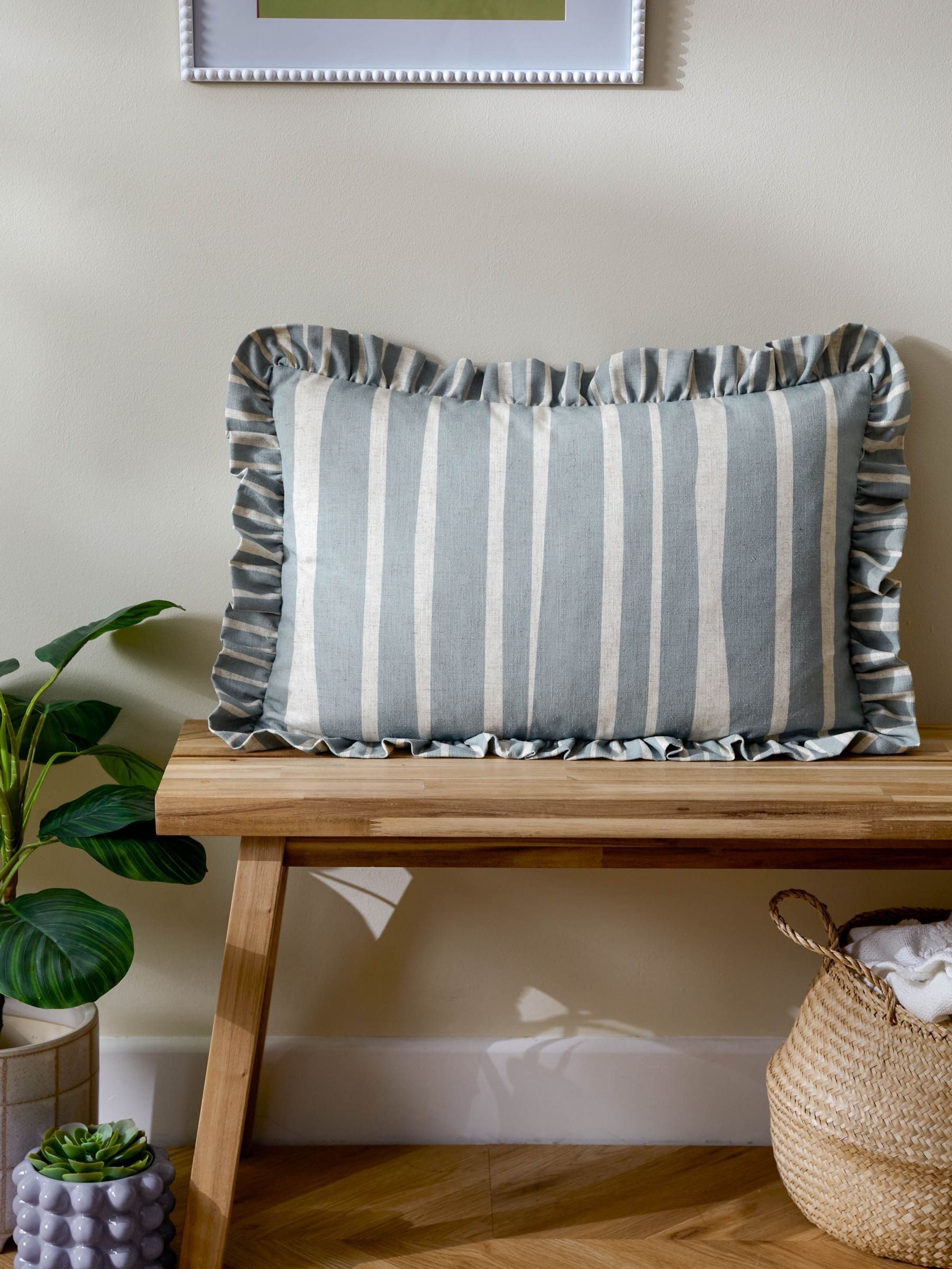 Furn Linen Blue Carmon Stripe cushion - British product