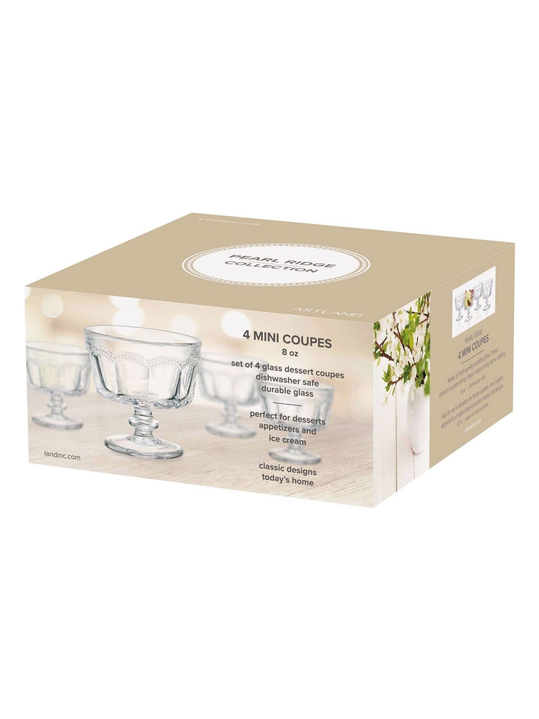 Artland clear pearl ridge mini trifle bowls set of 4 - British product