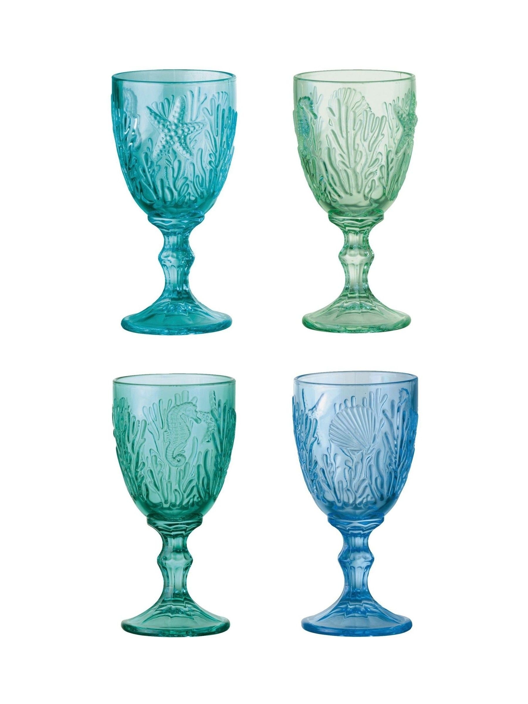 Artland Blue Marine Goblets set of 4 glass goblets, imported from the UK