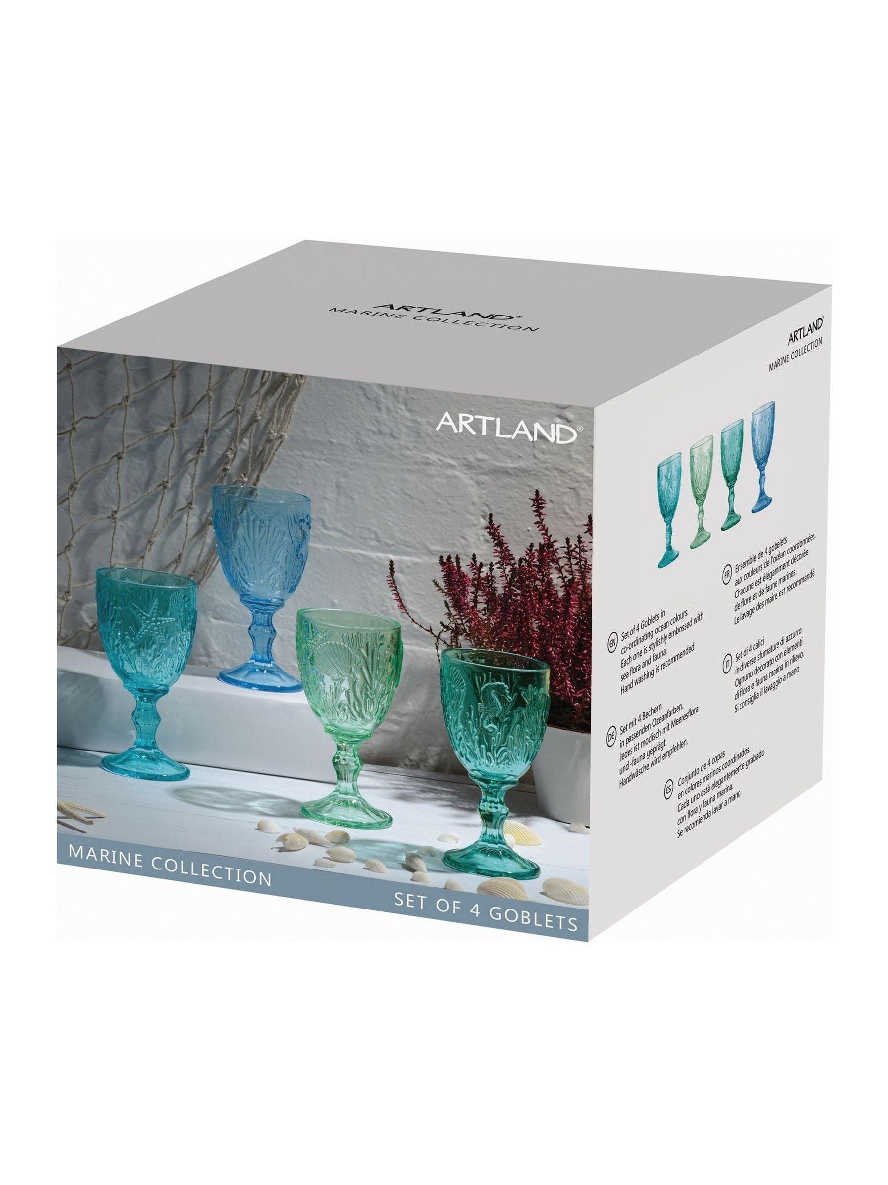 Artland Blue Marine Goblets set of 4 glass goblets, imported from the UK