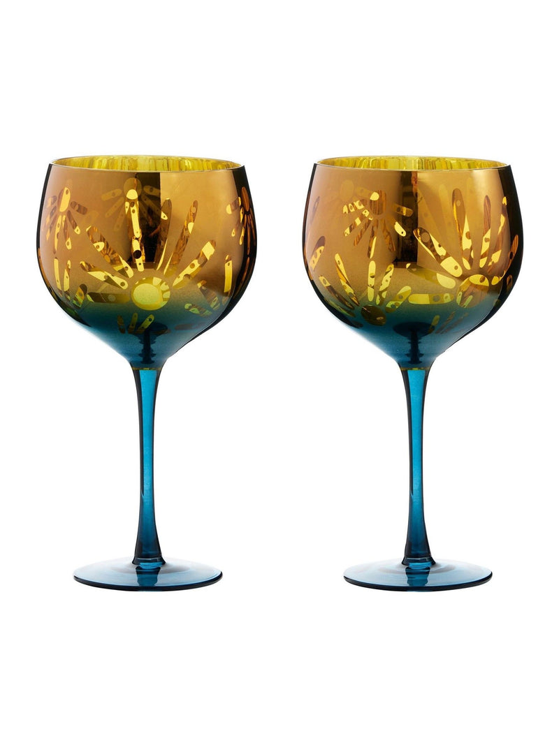 Artland Set of 2 Gold Fiesta Gin Glasses