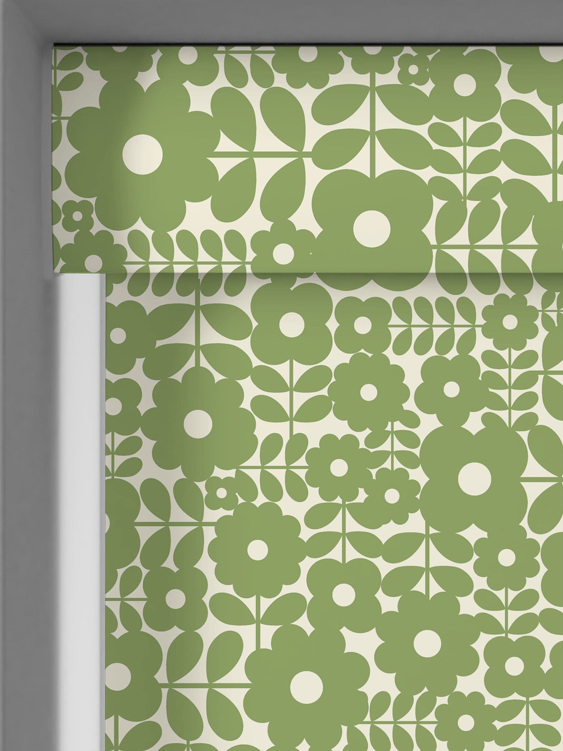 Orla Kiely roller blind Basil Green Criss-Cross Stem, imported from the UK