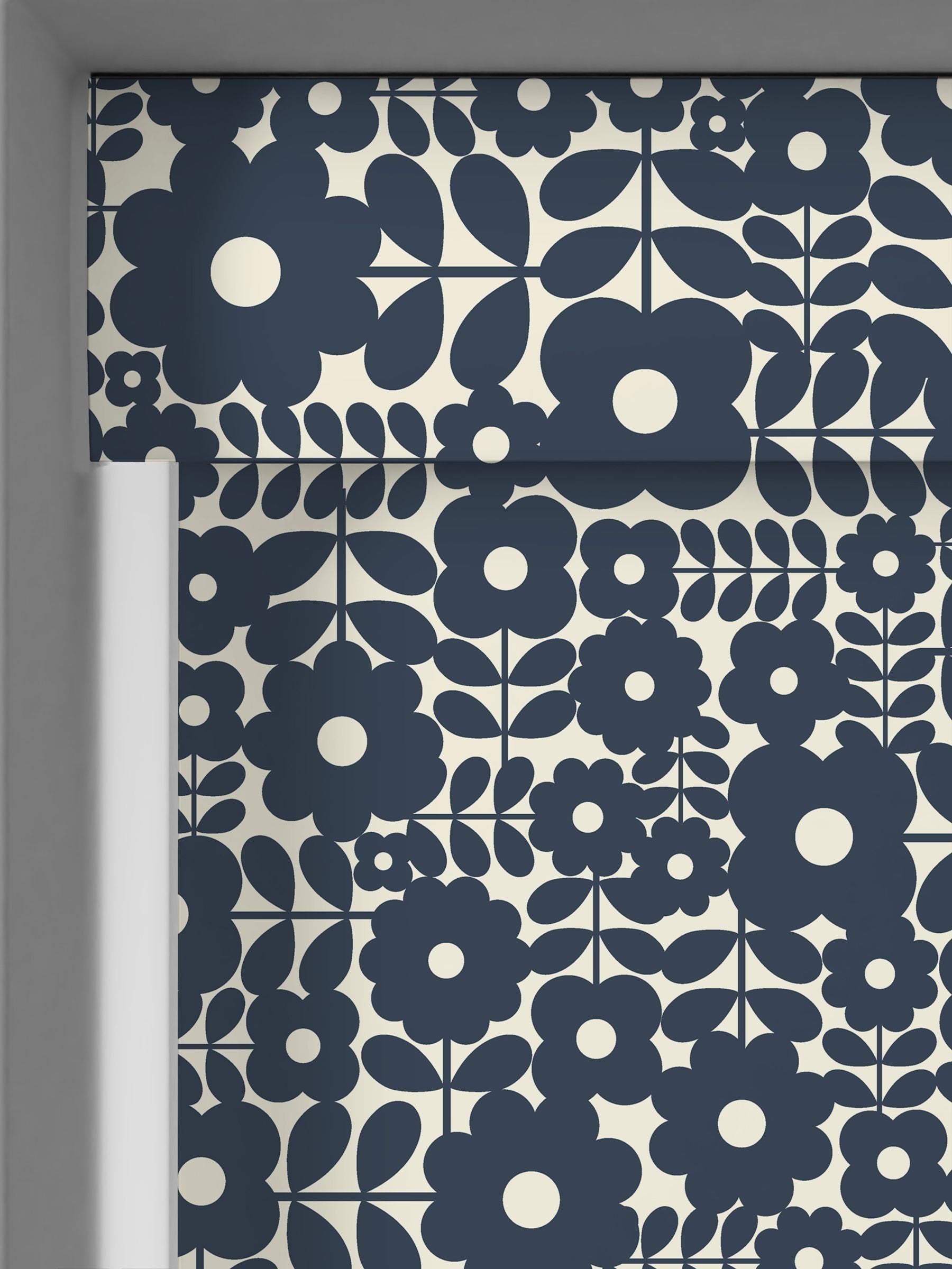 Orla Kiely navy blue Criss-Cross Stem roller blind, made to measure, UK version