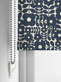 Orla Kiely navy blue Criss-Cross Stem roller blind, made to measure, UK version
