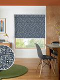 Orla Kiely navy blue Criss-Cross Stem roller blind, made to measure, UK version