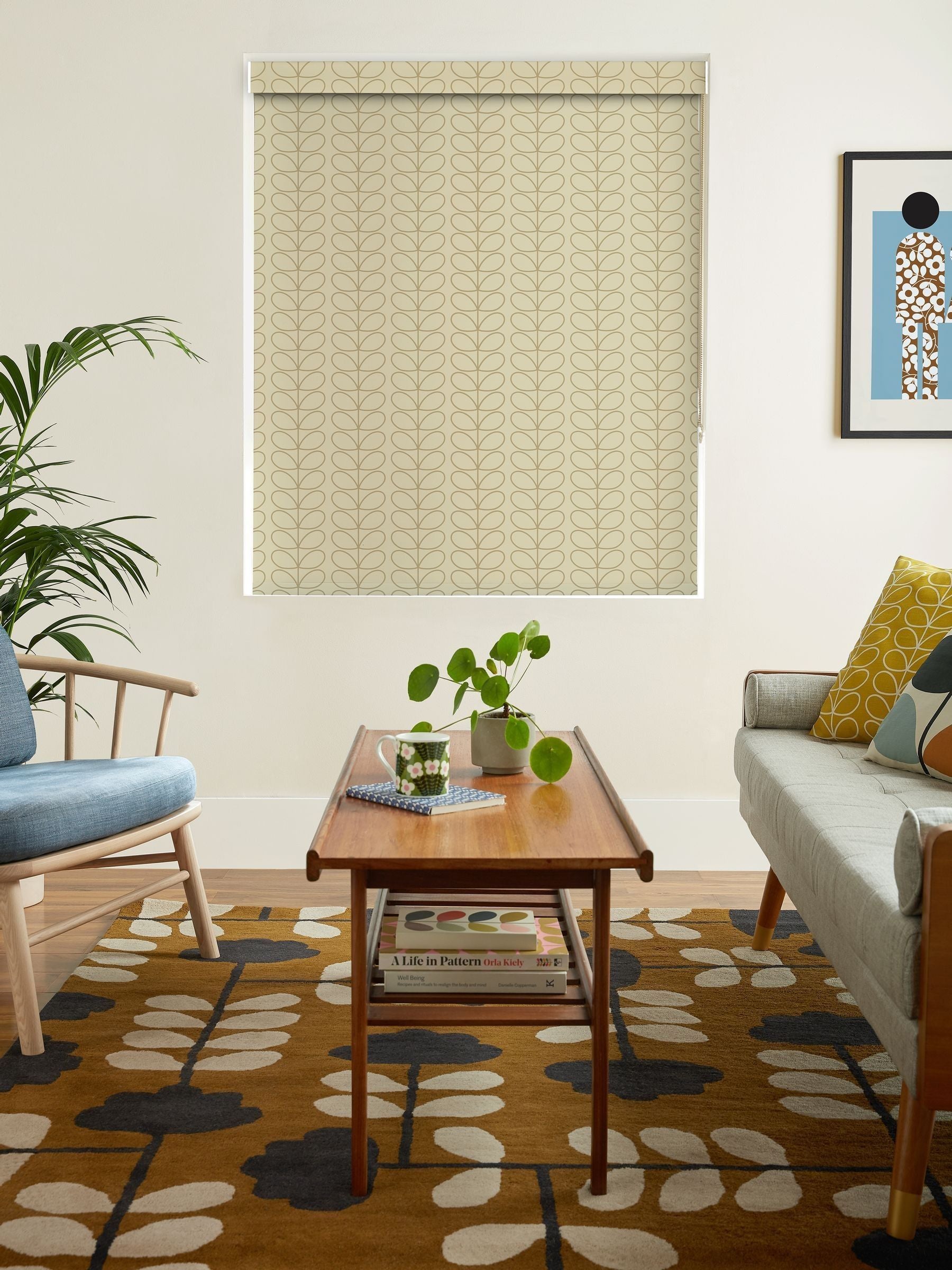 Orla Kiely Linear Stem roller blind, made to measure, UK version