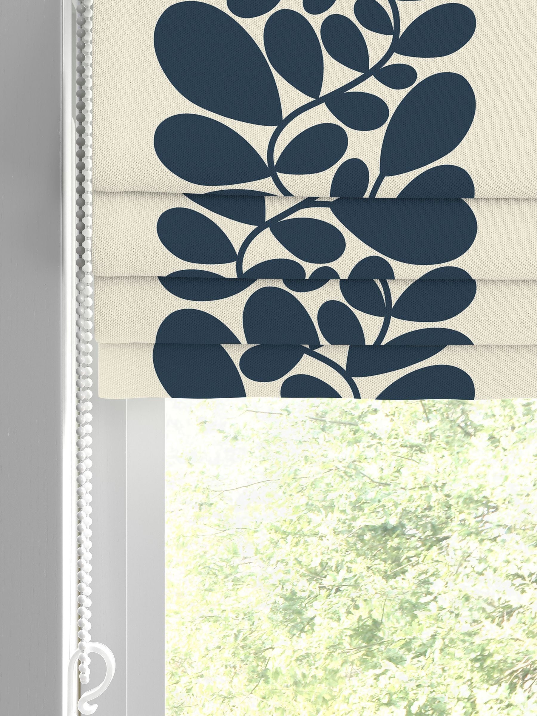 Orla Kiely navy stripe cotton roman blind - British product