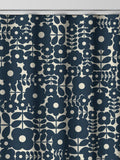 Orla Kiely navy blue Criss-Cross Stem made to measure curtains, imported from the UK