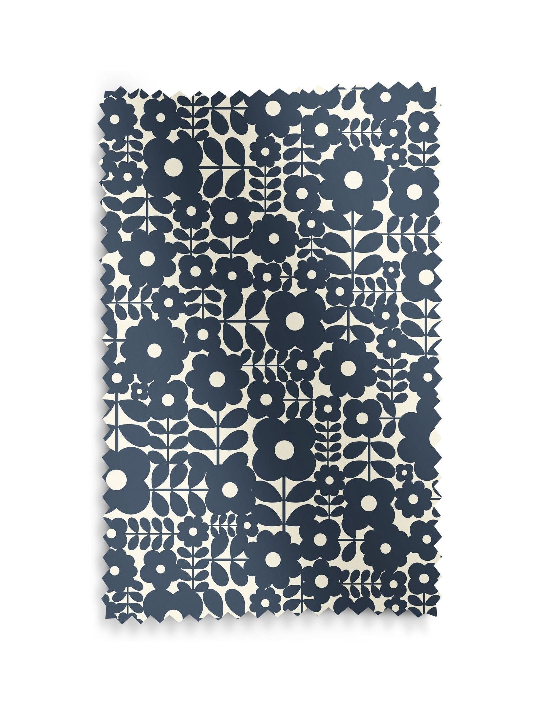 Orla Kiely navy blue Criss-Cross Stem made to measure curtains, imported from the UK