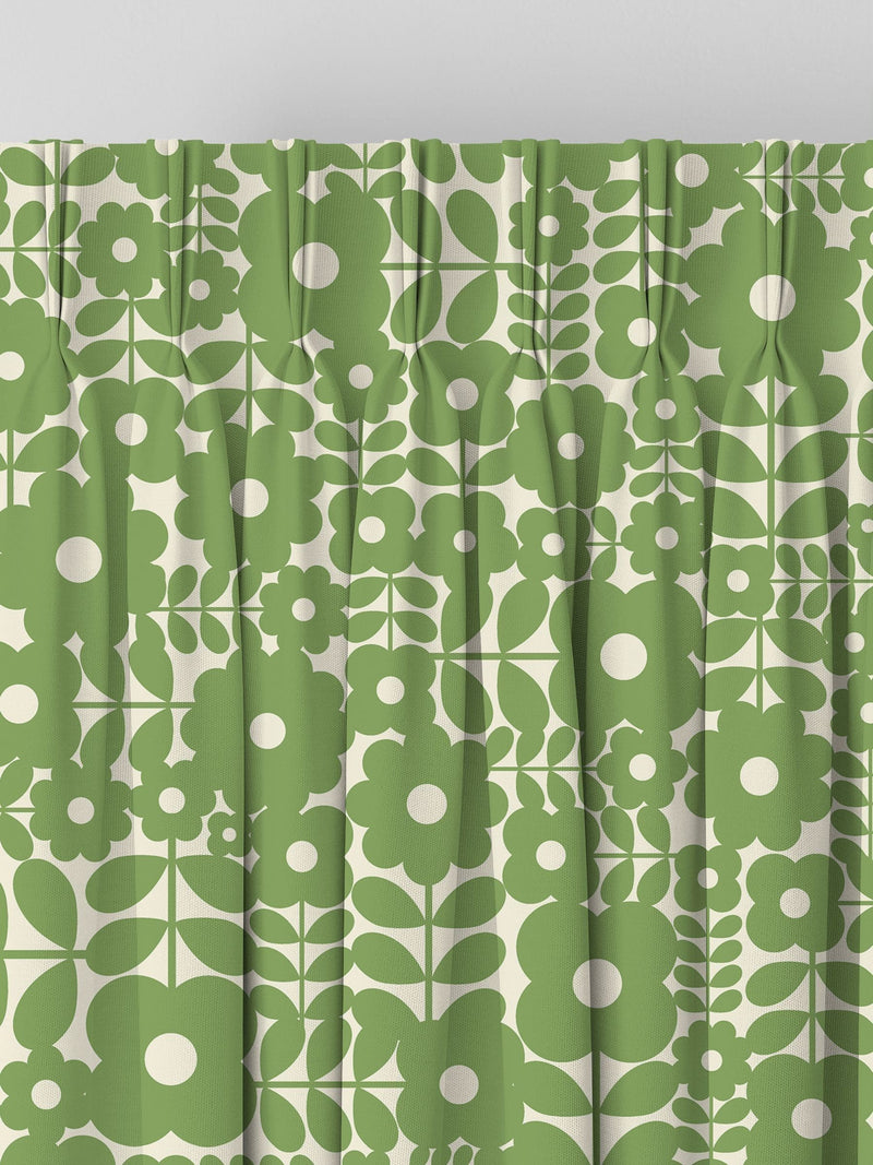 Orla Kiely Basil Green Criss Cross Stem curtains, UK version