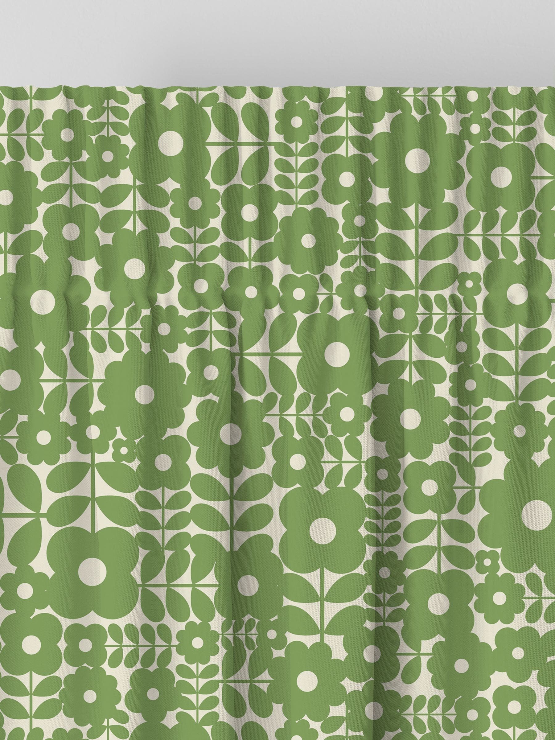 Orla Kiely Basil Green Criss Cross Stem curtains, UK version