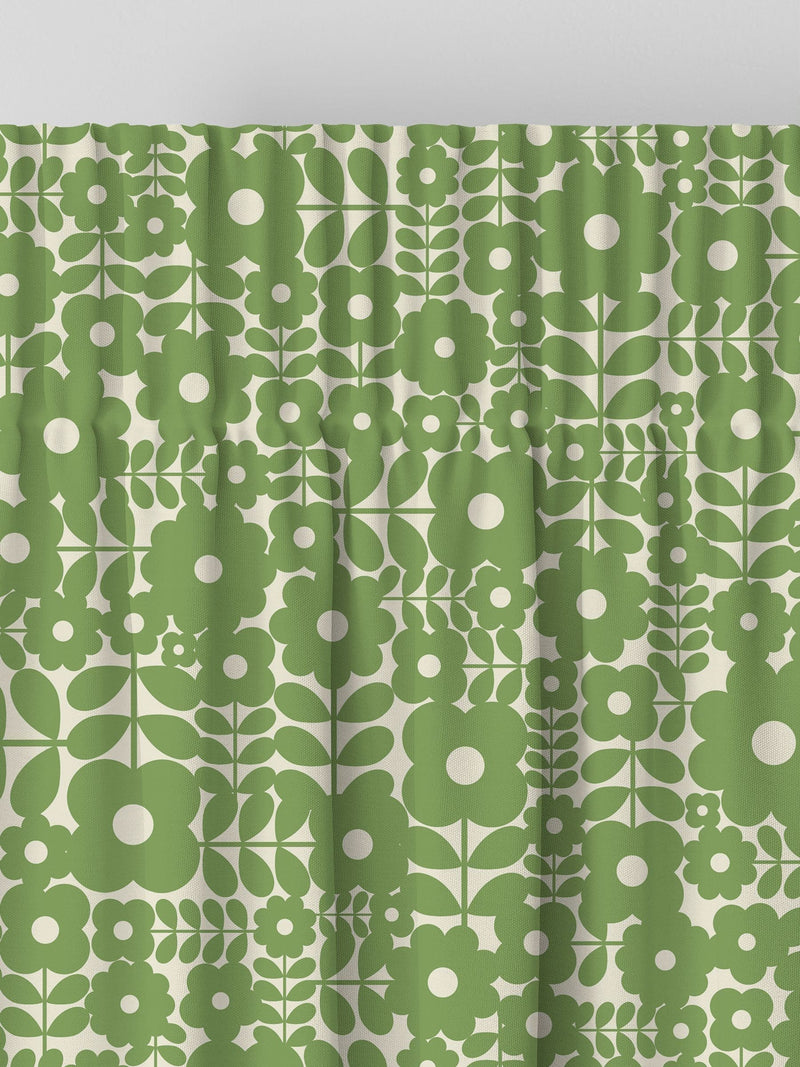 Orla Kiely Basil Green Criss Cross Stem curtains, UK version