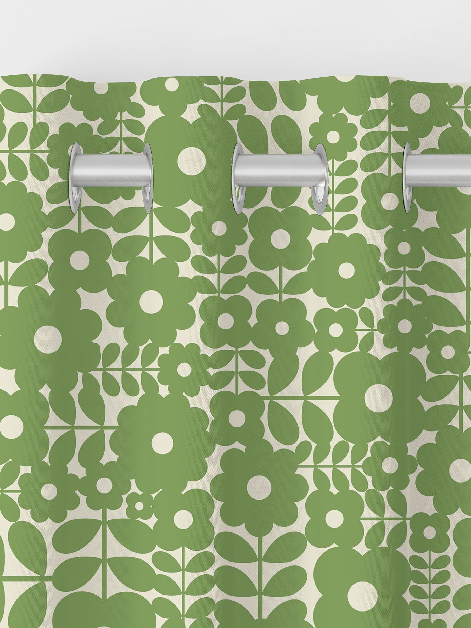 Orla Kiely Basil Green Criss Cross Stem curtains, UK version