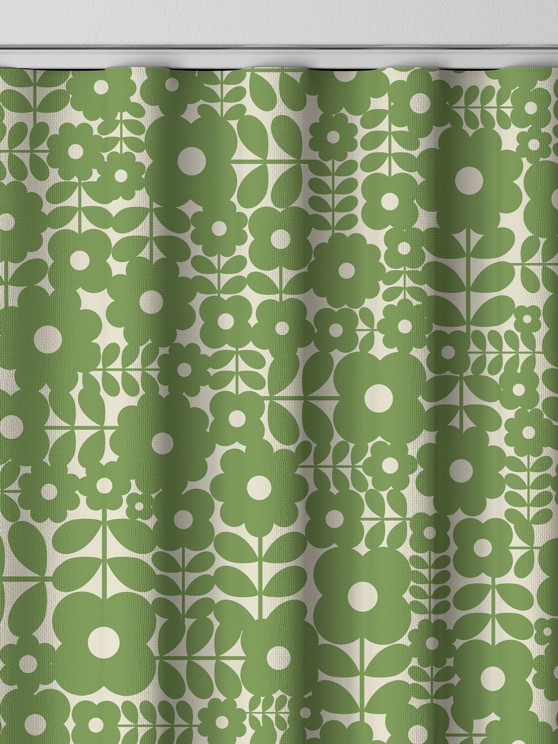 Orla Kiely Basil Green Criss Cross Stem curtains, UK version