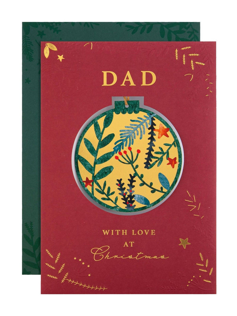 Hallmark Red Keepsake Bauble Design Christmas Card for Dad