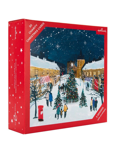 30er-Pack illustrierte Weihnachtskarten, 5 Designs, 16cm Quadrat mit Umschlägen