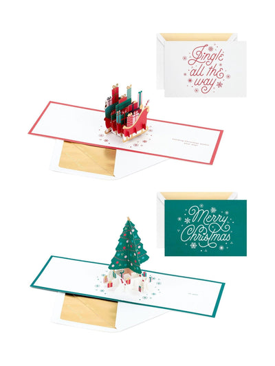 Packung mit 4 3D-Pop-Up-Festlichen Weihnachtskarten mit Umschlägen