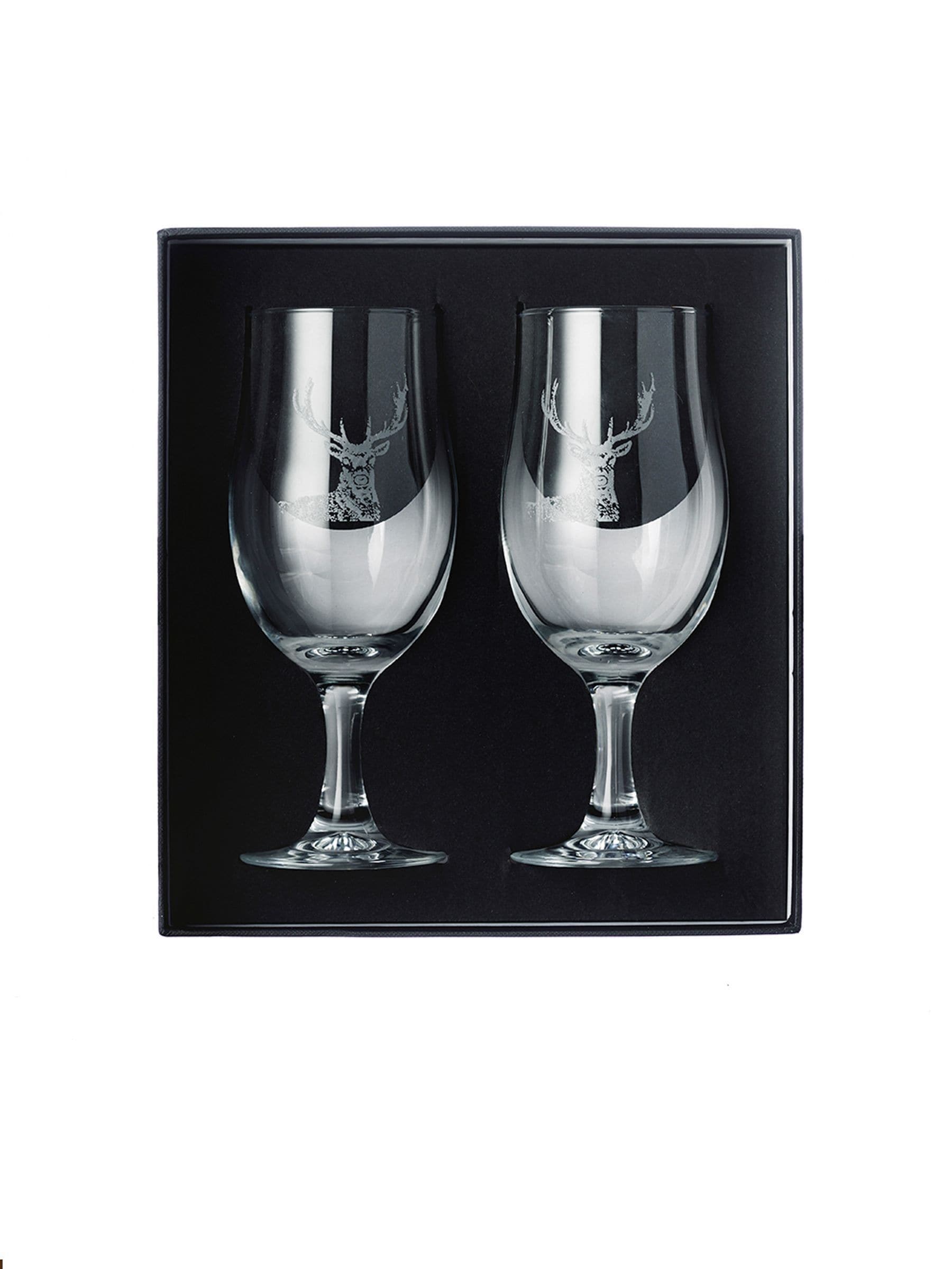 Selbrae House clear stag craft beer glasses set of 2 (British brand)