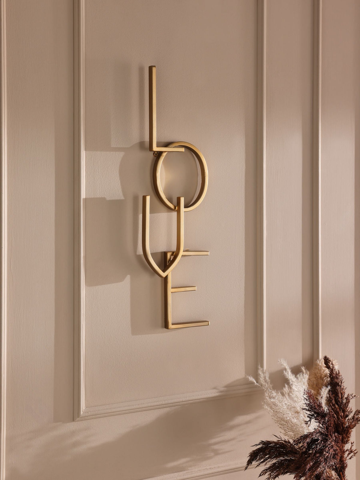 Gold LOVE metal wall plaque 50cm x 15cm, UK version