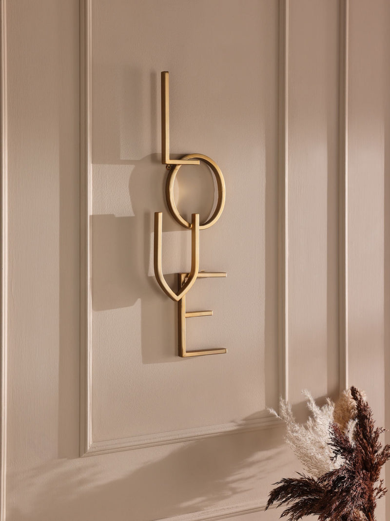 Gold LOVE Word Metal Wall Plaque