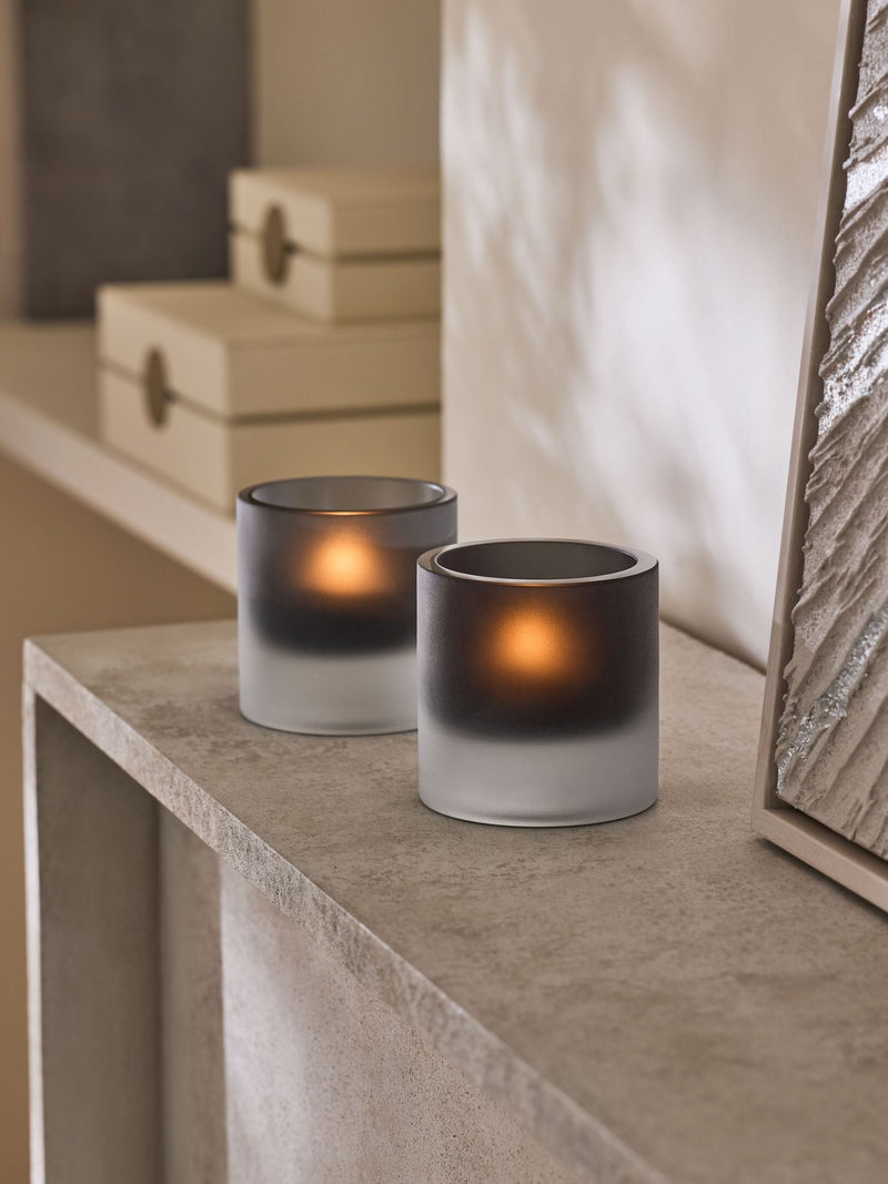 Sosandar charcoal grey frosted glass tea light holders set of 2 (British brand)