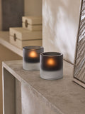 Sosandar charcoal grey frosted glass tea light holders set of 2 (British brand)