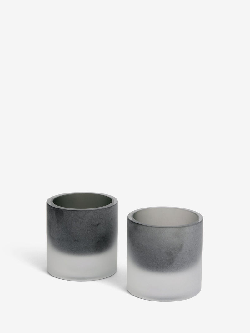 Sosandar charcoal grey frosted glass tea light holders set of 2 (British brand)