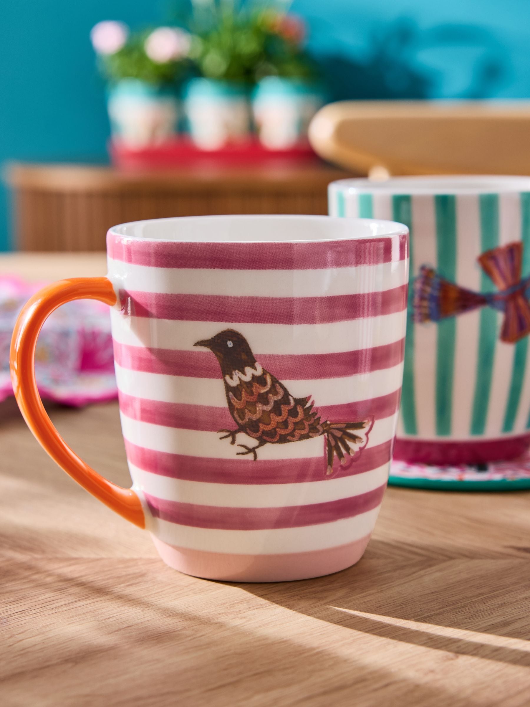 Lucy Tiffney striped stoneware mugs set of 4, UK version