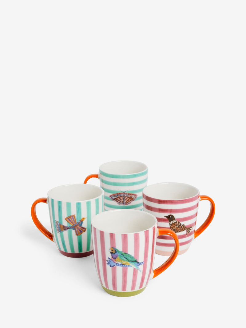 Lucy Tiffney striped stoneware mugs set of 4, UK version