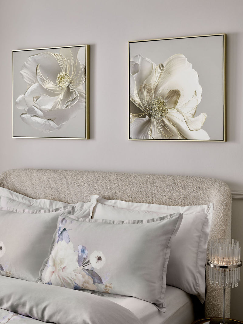 Lipsy cream flower wall art set of two 60cm x 60cm, UK version