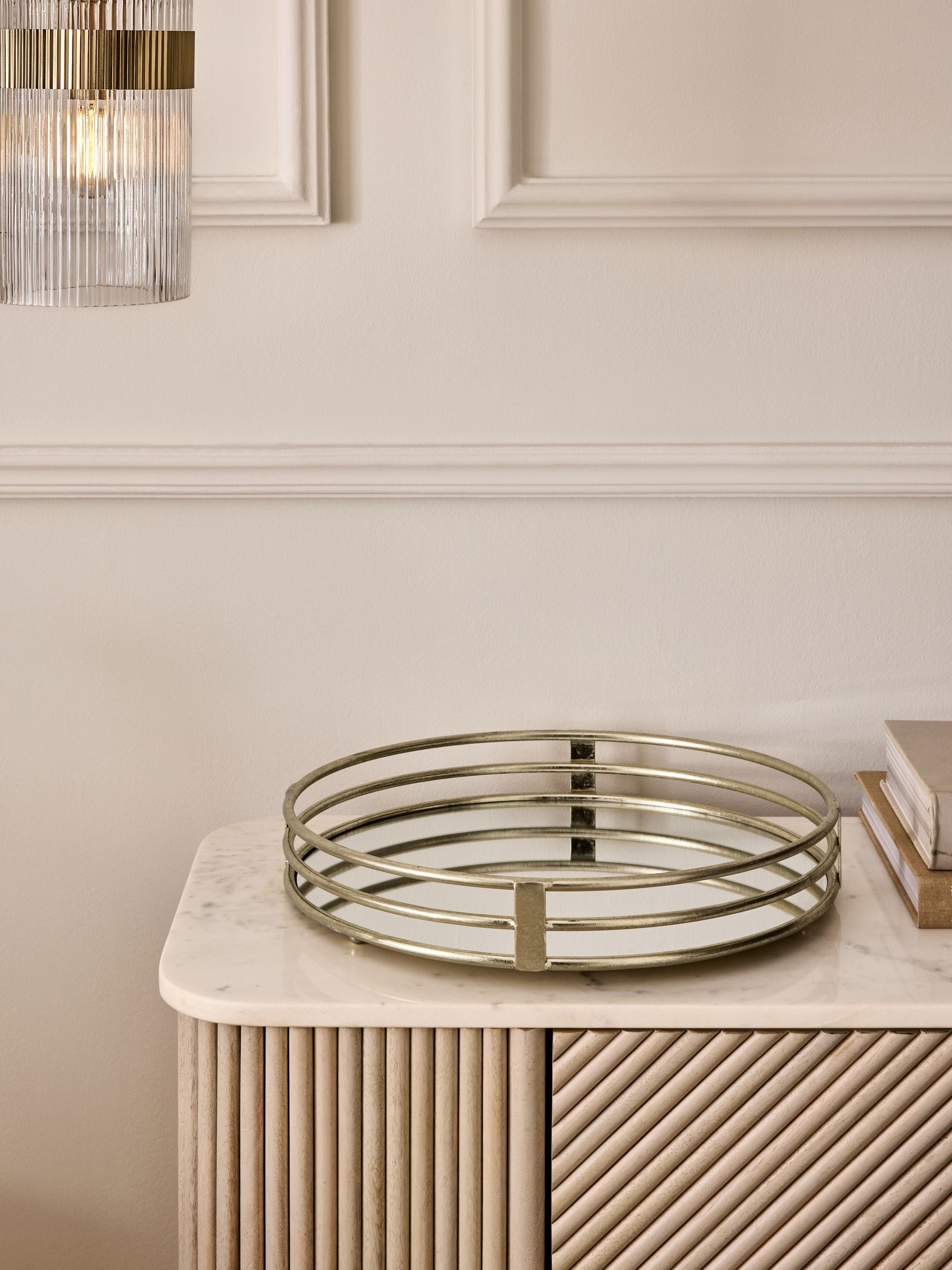 Lipsy gold round mirror serving tray 40cm, UK version