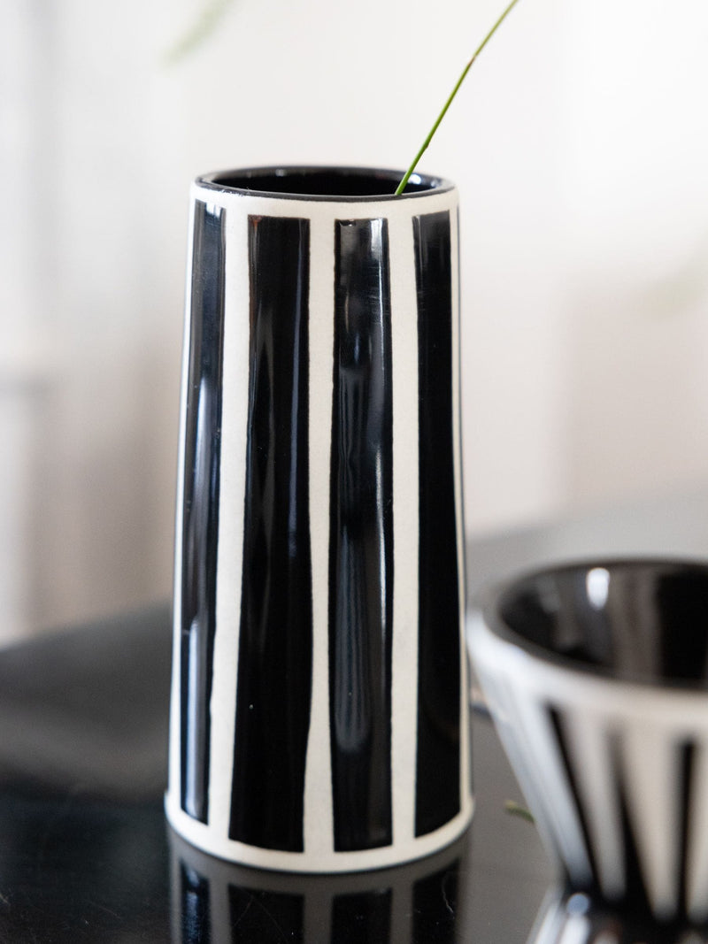Rockett St George set of 3 ceramic bud vases black white, UK version