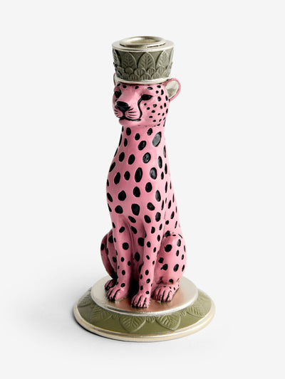Next Rockett St George Pink/Black Leopard Print Taper Candle Holder- Buy online at McGrocer