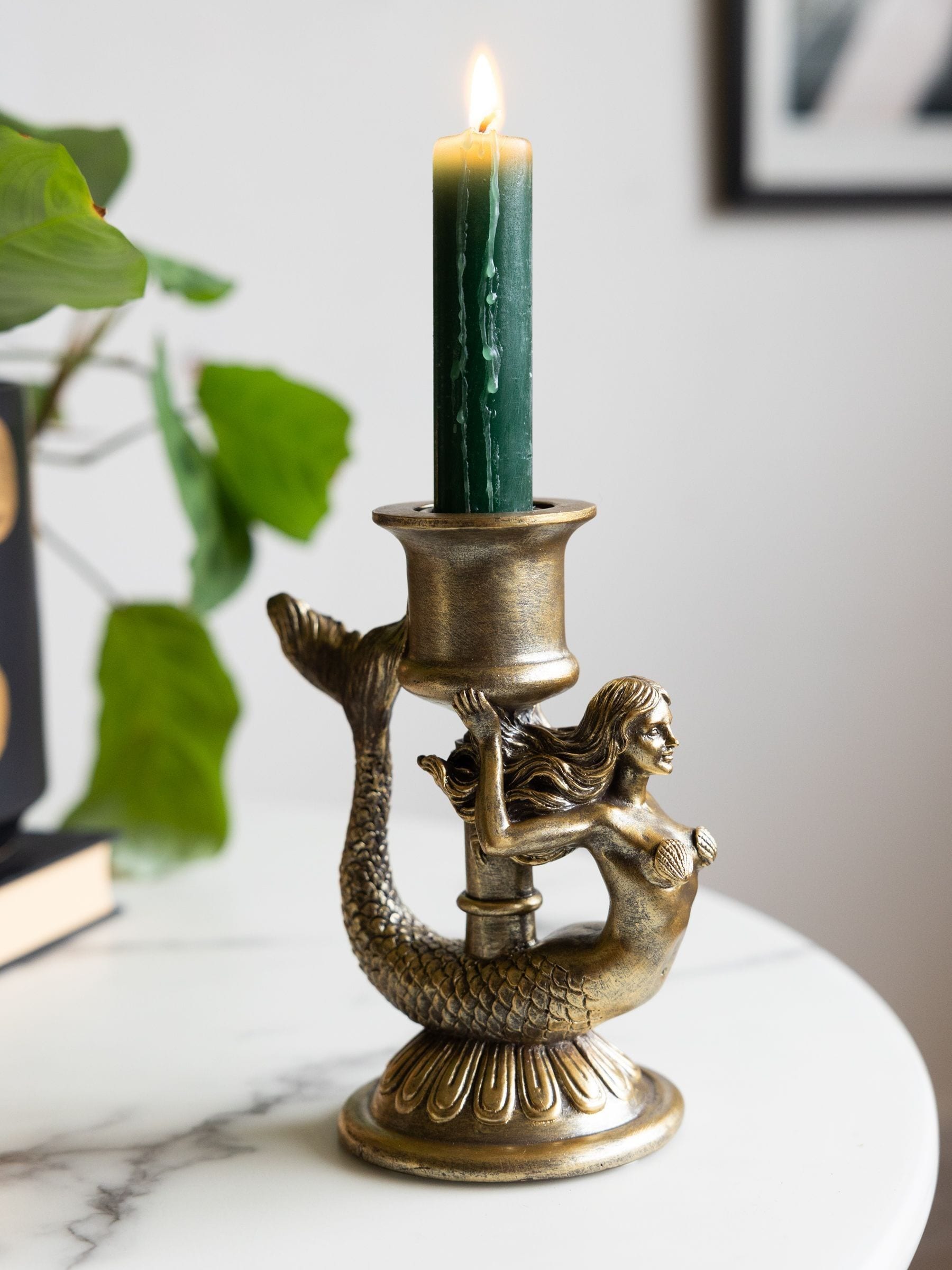 Rockett St George Gold Mermaid Taper Candle Holder 1.5cm x 1cm x 1cm, imported from the UK