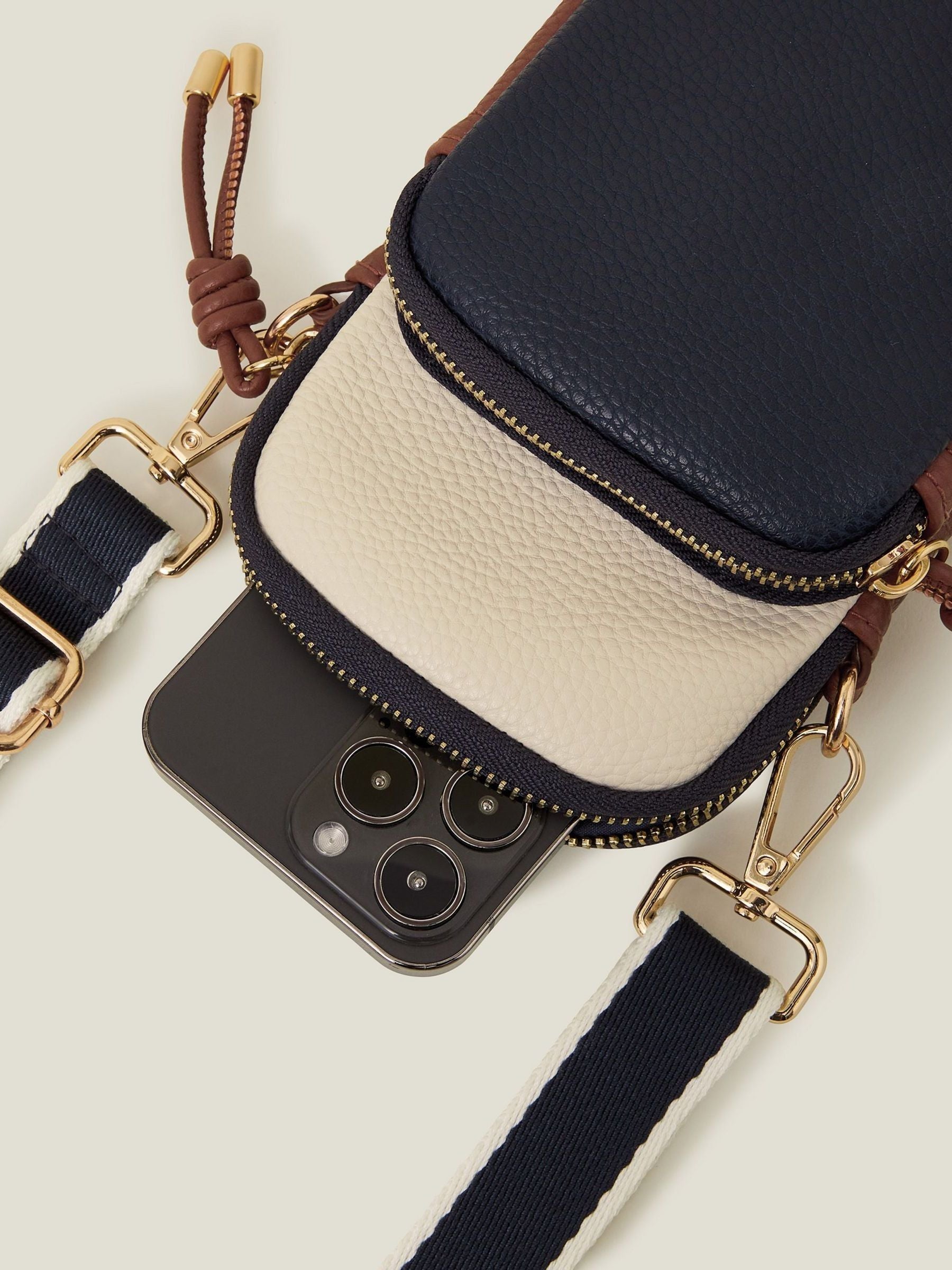 Accessorize black webbing strap phone bag, UK version