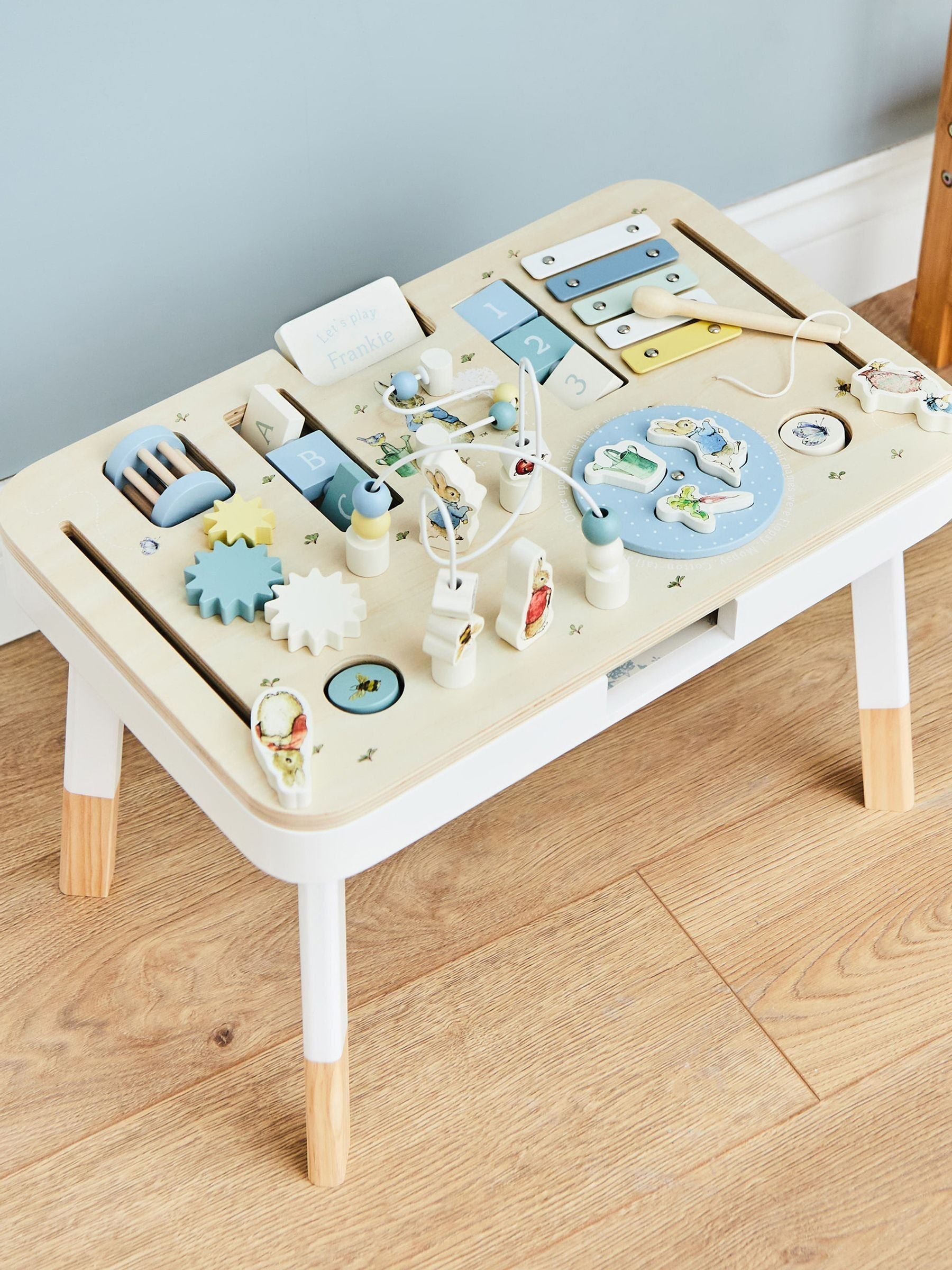 My 1st Years personalised Peter Rabbit activity table, imported from the UK