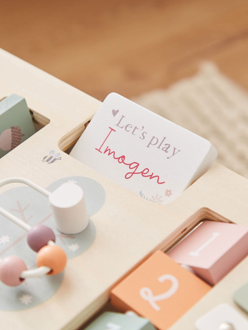 My 1st Years personalised pink activity table, imported from the UK