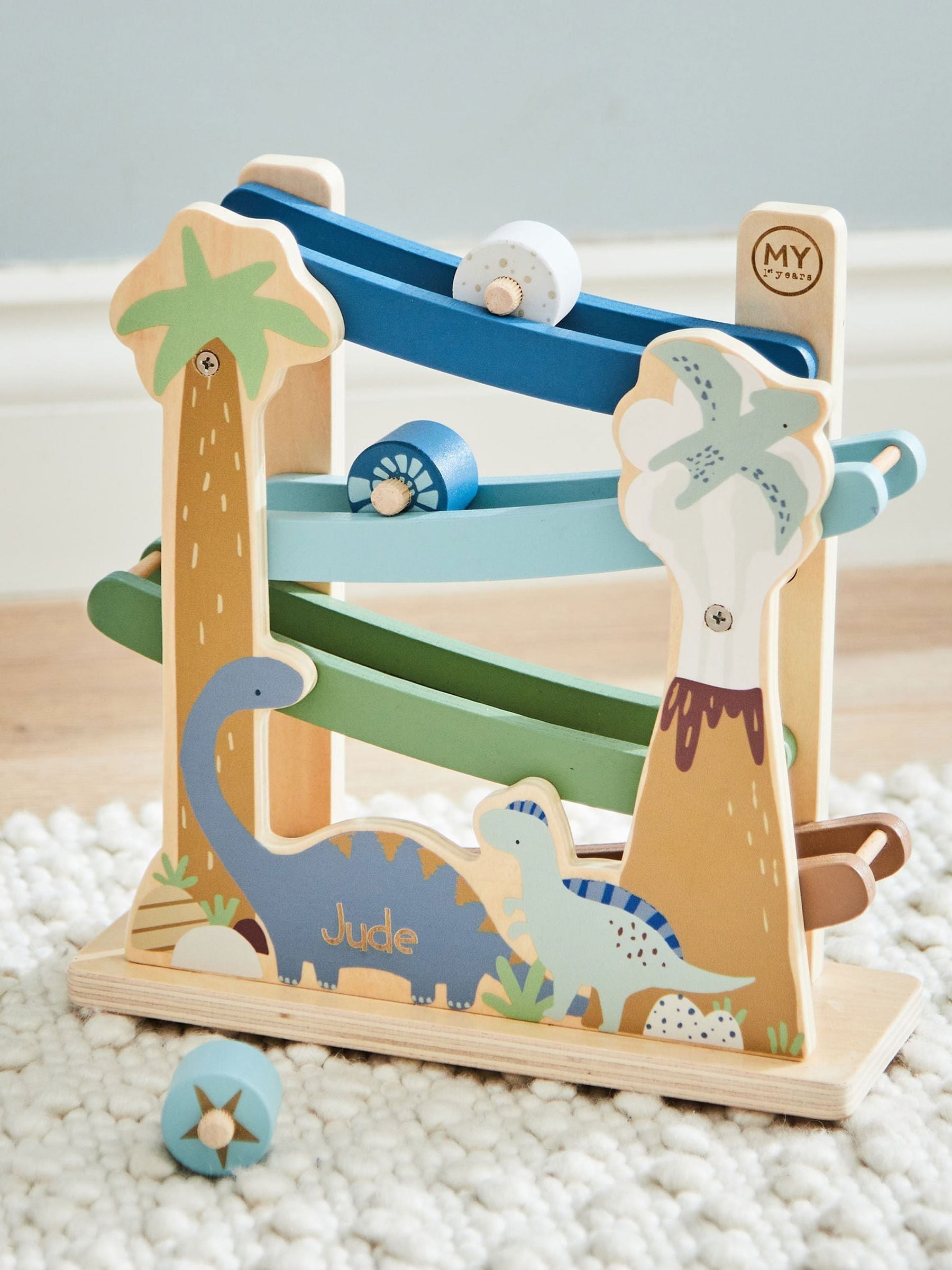 My 1st Years personalised dinosaur wooden ramp toy - British product