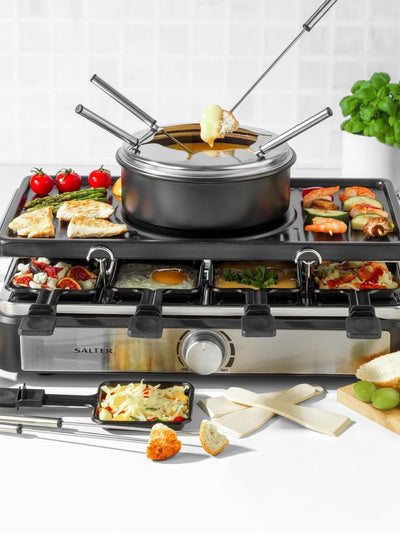 Salter Black Raclette Grill og Fondue 2-i-1 Sett