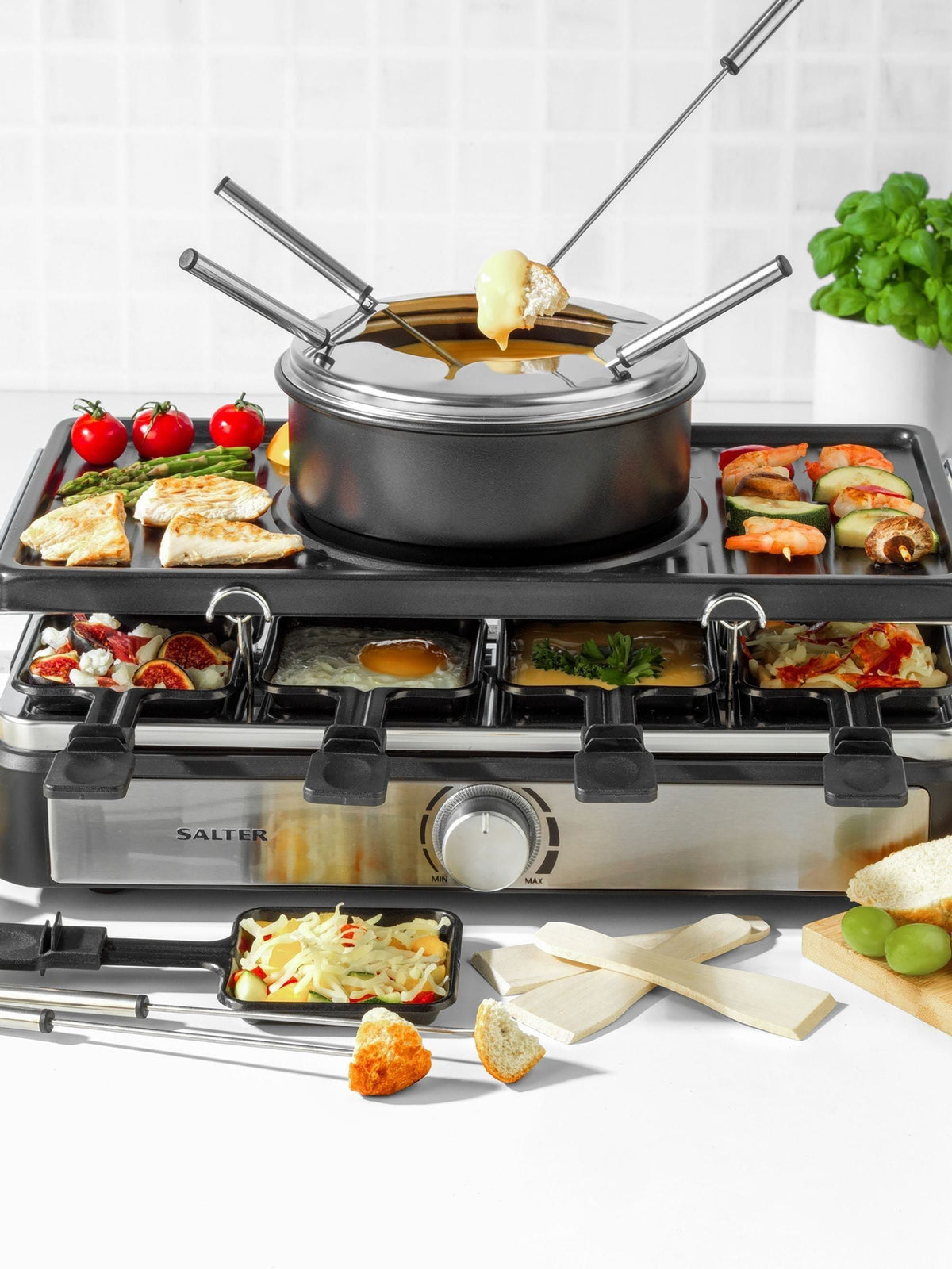 Salter Black Raclette Grill and Fondue Set (British brand)